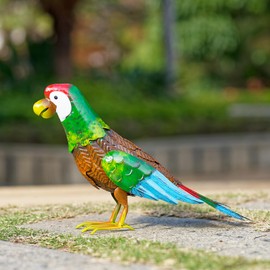 dreamskip Metal Parrot Garden Statues Outdoor Decor, Parrot Outdoor Sculptures Yard Art Decoration for Patio Lawn Fence Backyard, Gift for Women Moms Grandmas