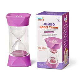 Learning Resources Jumbo Sand Timer 10 Minute Sand Timer with Rubber Soft End Caps for Quiet Breaks, Classroom Sand Timer for Kids, Teeth Brushing and Game Timer (Set of 1)