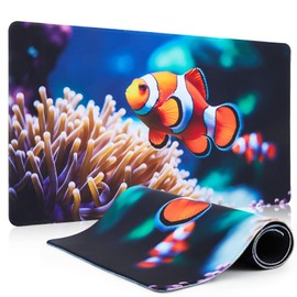 Pangda Luxurious Waterproof Aquarium Mat 29.5 x 16.5 Inch for Fish Tank Cleaning, Anti-Slip Door Mat, Computer Pad, and Desk Pad with Custom Clownfish Pattern