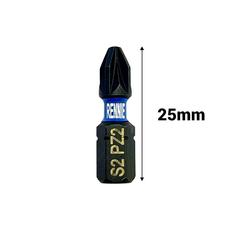 20 x Rennie Tools 25mm PZ2 Impact Screwdriver Driver Bits