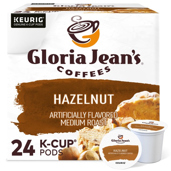 Gloria Jean's Coffees Hazelnut, Single Serve Coffee K-Cup Pod, Flavored Coffee, 24