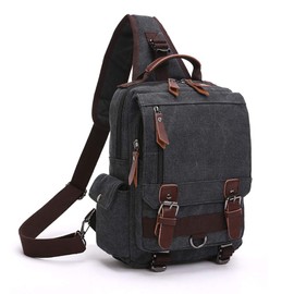 TELOSPORTS Canvas Crossbody Bag Sling Bag Messenger Bag for Men Women Shoulder Bag Crossbody Sling Backpack Travel Rucksack
