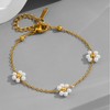 Dainty Gold Pearl Flower Bracelet for Women Gold Plated Daisy