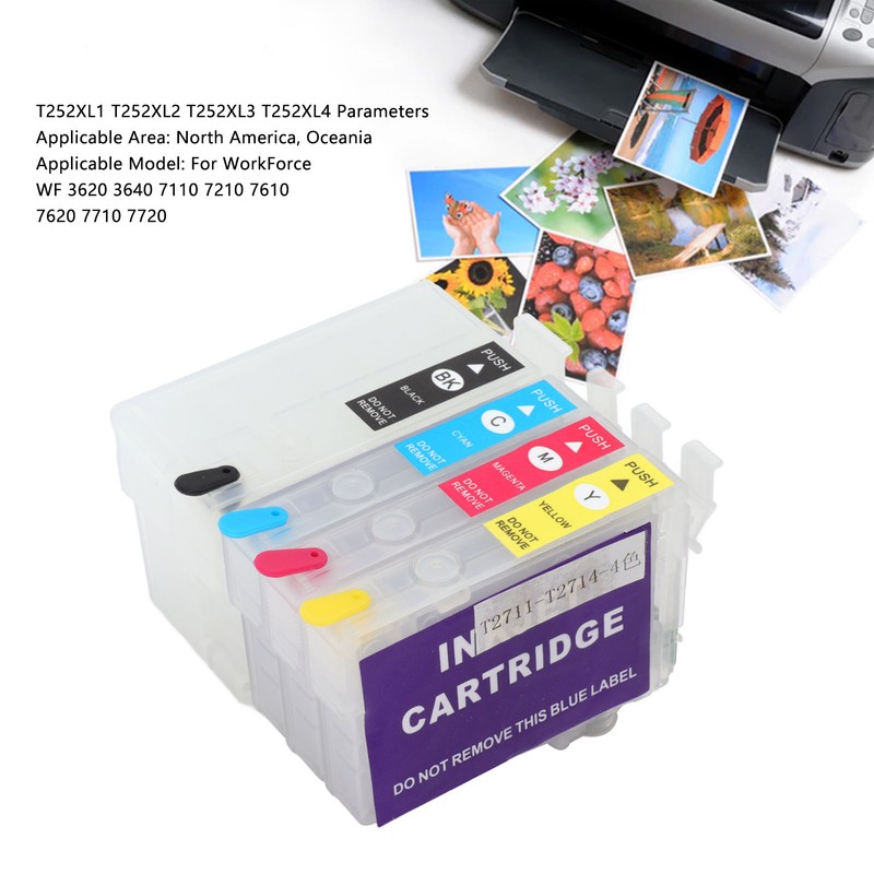 4 Colors Ink Cartridge with Permanent Chip Printer Refill Ink