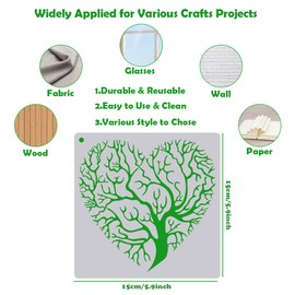 KyeeaDIY 16 Pcs Tree Stencils for Painting, Tree of Life Stencil Tree Drawing Template for Painting on Wood, Wall, Floor, Canvas, DIY Art Crafts and Home Décor