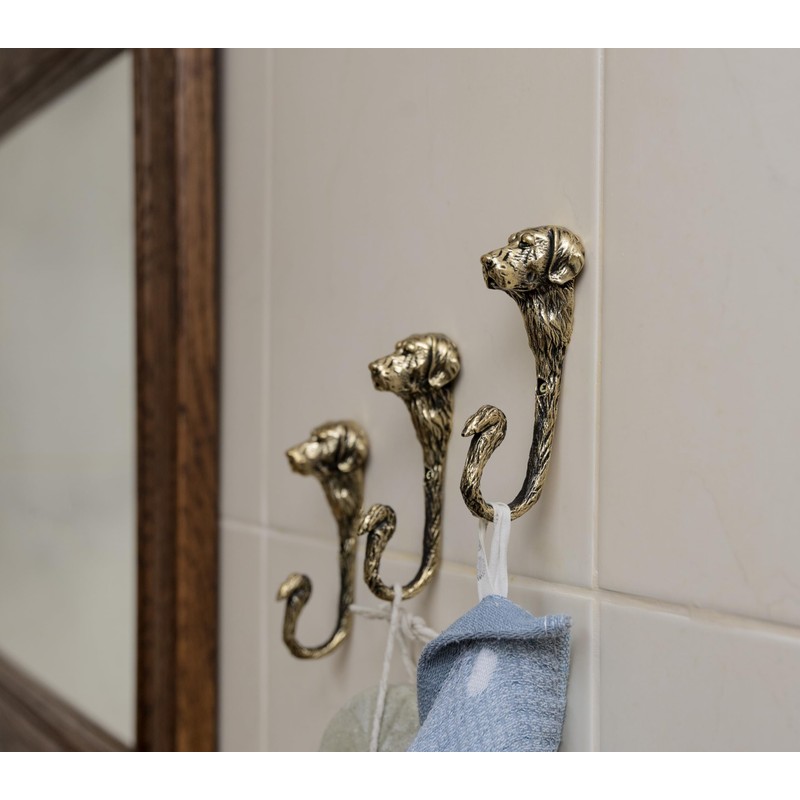 TUTURA LUTSS Labrador Dog Brass Wall Hook – Handmade Solid