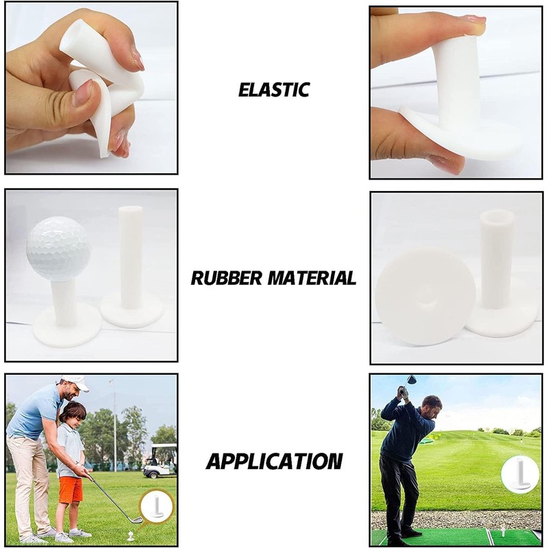 9 Pcs White Golf Rubber Tees for Practice and Driving