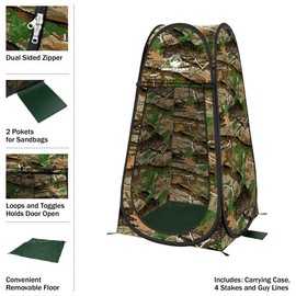 Pop Up Pod - Privacy Shower Tent, Dressing Room, or Portable Toilet Stall with Carry Bag for Camping, Beach, or Tailgate by Wakeman Outdoors (Camo)