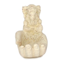 FaHome Ganesha Soap Dish Stone Soap Holder Sculpture Figurine Giving Buddha Lotus Hand White Approx. 15 cm Bowl Decoration