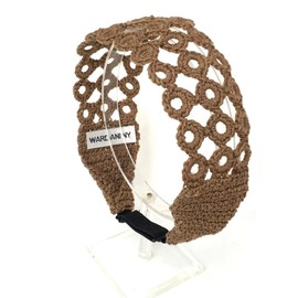 Wardani,Cotton Crochet headband bra strap adjustable elastic Earth-tone (Brown)