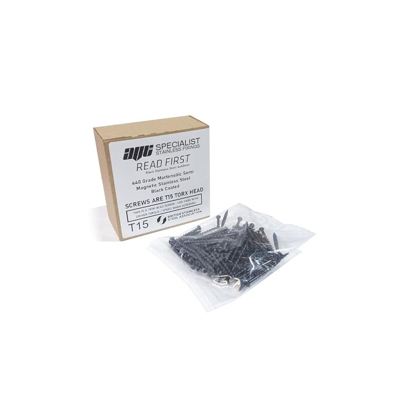 200 BLACK Stainless Steel Decking Screws 4mm x 40mm TORX