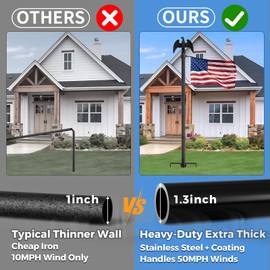 1.3" Large Diameter Heavy Duty 10 FT Flag Pole in Ground with Eagle Topper