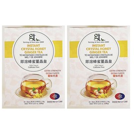 Instant Crystal Honey Ginger Tea, Extra Strength, Caffeine Free, (10 Tea Pouches, 6.35 oz),2 Pack 即溶蜂蜜薑晶皇