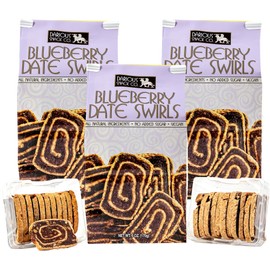 Darious Snack Co VEGAN and PALEO Blueberry Date Swirls for Delicious BreakFast, Slightly Sweet and Savory Snacks, All Natural Ingredients, Holiday Food Gifts, 3 Pack - 6 oz Each Bag