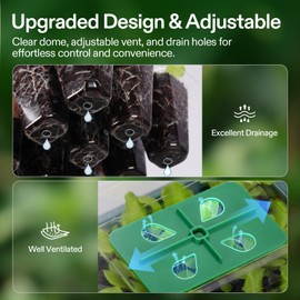 VIVOSUN 6-Pack Seed Starter Trays, 72-Cell Seed Starter Kit with Humidity Dome, Flat Reusable Plant Germination Trays with Drain Hole, Green Propagation Tray for Planting Seeds