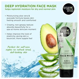 Mascarilla Facial Orgánica Hidratante de Aguacate y Aloe, 75 ml, Organic Shop