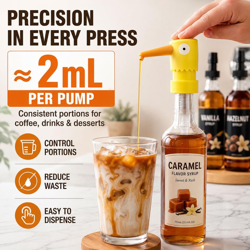 Syrup Pump for 28mm Standard Neck 750mL/25.4oz Syrup Bottles, 2mL