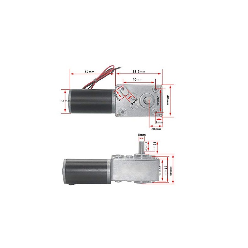 Worm Gear Motor, 12V High Turbine Worm Gear Box Reduction