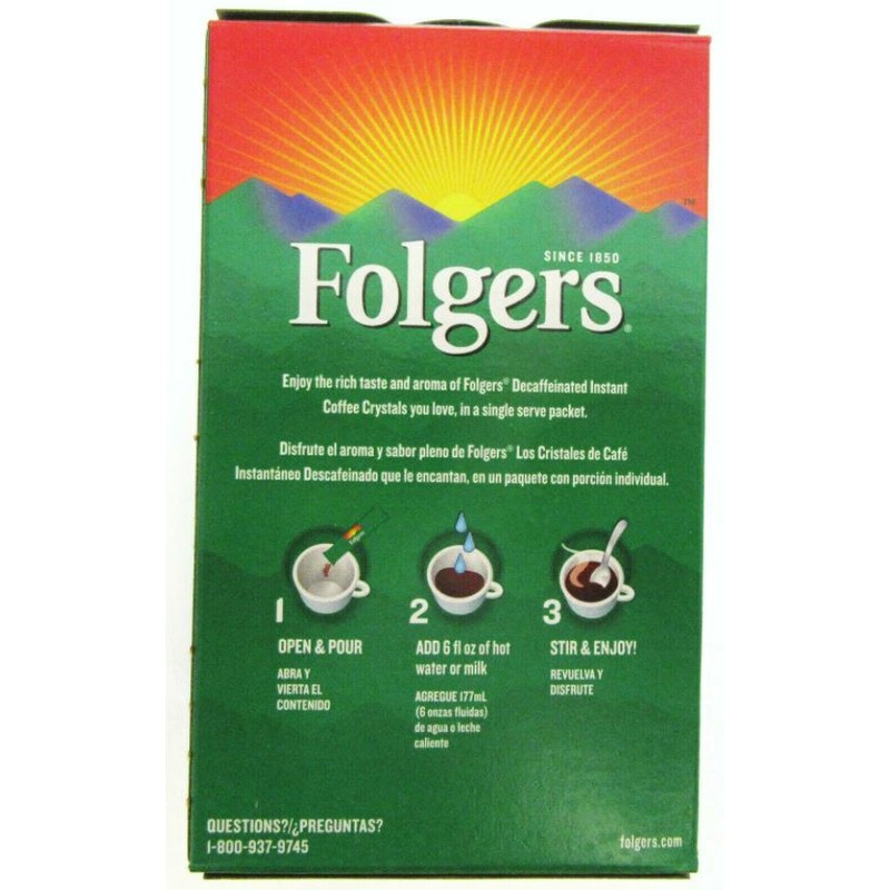 Folgers Classic Decaf Instant Medium Roast Coffee 3 Boxes/18 Packets