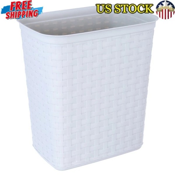 Unbranded Durable Plastic Weave Trash Can Space Efficient Indoor Wastebasket