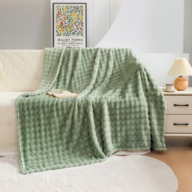 DuShow Fleece Throw Blanket,Soft Flannel Fluffy Cosy Warm Fleece Blanket,Perfect for Bed Couch and Sofa,Green,130x150cm