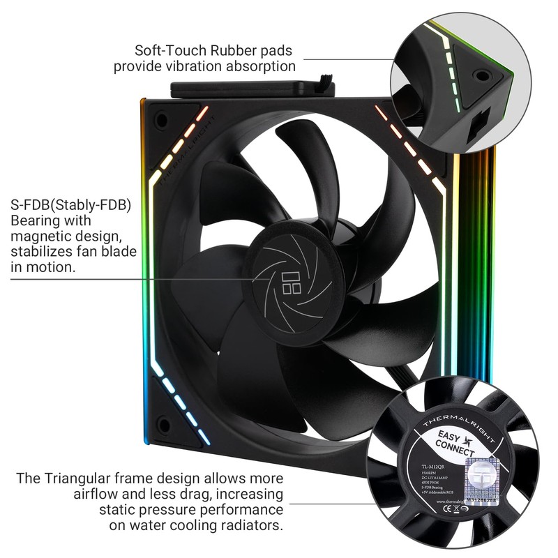 Thermalright TLM12QR,Wireless Splicing Chassis Fan,Building Block Splicing Fan,Infinity Mirror ARGB
