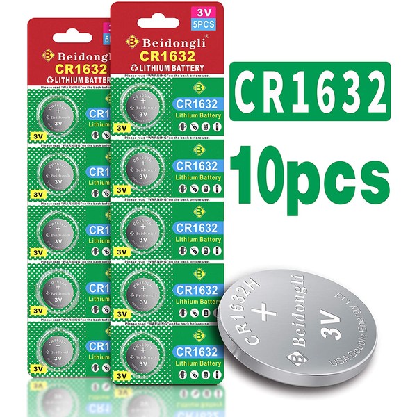 CR1632 3 Volt Lithium Coin Cell Battery (10 Batteries)【5-Years Warranty】