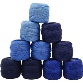 Darning Yarn 10 x 20 m, Choice of Colours, Darning Twist for Repairing Tetilies, Yarn for Crafts, 100% Cotton (3 Blue Assorted)