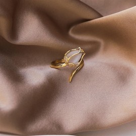 Opal Tulip Flower Open Ring,Flower Jewelry,Copper Chalcedony Opal Ring(Adjustable Ring)