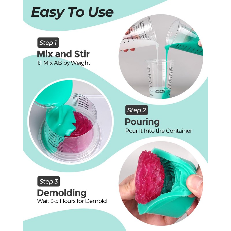 Nicpro 80 oz Silicone Mold Making Kit 20A, Platinum Liquid