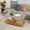Costway Modern Glass-Top Coffee Table w/ Storage Shelf & Gold