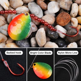 OROOTL Walleye Rigs Kit, 6pcs Walleye Fishing Lures Crawler Harness Colorado Spinner Blade Pre-Rigged Live Bait Rigs Spinnerbaits Freshwater Saltwater