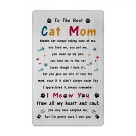 Gezxin Christmas Card for Cat Mom - Cat Mother Birthday Gifts for Cat Lover Valentines Mother's Day Easter Stuff