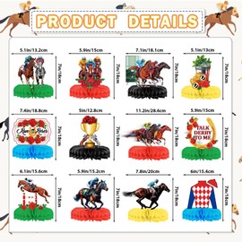 12PCS Horsing Racing Honeycomb Centerpieces Kentucky Derby Decorations for Kentucky Derby Party Decorations Horse Racing Decorations Kentucky Derby Party Supplies