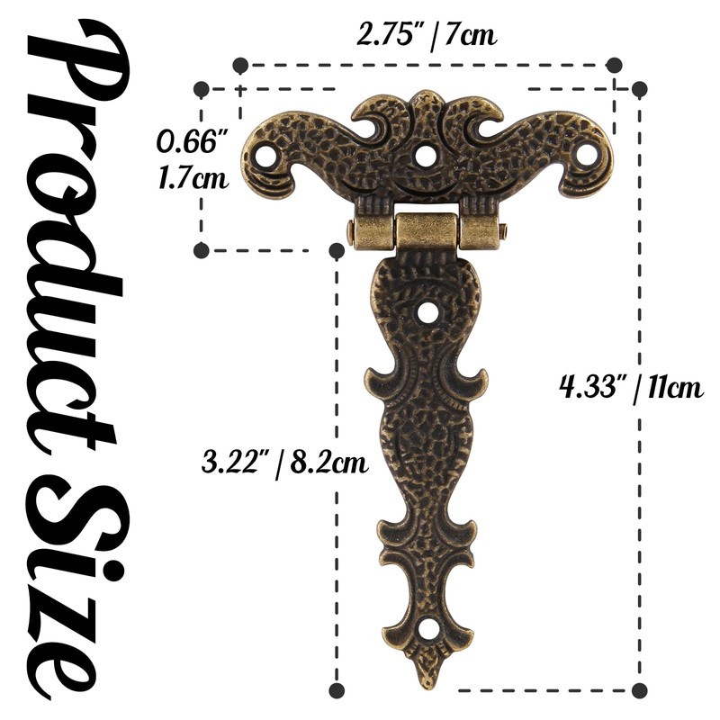 Cionyce 4Pcs Tee-Strap Hinges Heavy Duty Hinges Hardware Antique Bronze