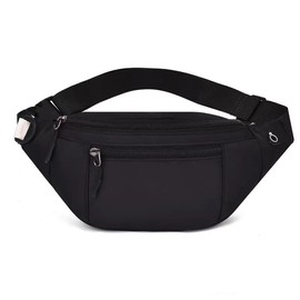 Crossbody Fanny Pack for Men Women, Fashion Waist Bag Pack with Adjustable Strap for Outdoors, Casual Belt Bag for Travel Walking Running(Black)
