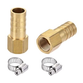 sourcing map Brass Barb Hose Fitting Connector Adapter 10mm Barbed x G1/8 Female Pipe with Hose Clamp 2Set