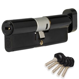 XFORT Colossus Matt Black 3 Star Kitemarked Thumb Turn Euro Cylinder Lock 40EX/50T (90mm), British Standard TS007 Anti-Snap Barrel Lock, Upvc Door Lock.