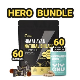 VivoNu Ashwagandha Capsules & Shilajit Gummies Combo – Herbal Health Pack for Stress Relief, Energy & Mind-Body Balance