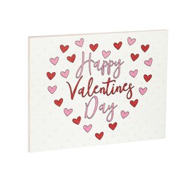 JennyGems Valentine's Day Decor, Happy Valentines Day Wooden Sign, 7.25 x 6 Inches, Made in USA