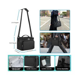 Bolsas de Almuerzo, Lonchera Aislada a Prueba de Fugas, Bolsa Térmica, Bolsa de Almuerzo Aislada Congelable y Duradera con Correa Ajustable para Picnic y la Oficina (negro)