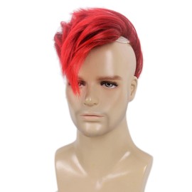 H&Bwig Men's Punk Mohawk Spiky Wig - Red/Black & Multicolor Synthetic Hair for Halloween, Cosplay, Christmas & Anime Parties