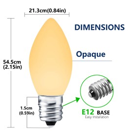 wominoy 25 Pack C7 Warm White LED Replacement Bulbs – Dimmable White LED Lights Bulbs Decoration, 0.72W Indoor Outdoor Christmas Waterproof Bulbs, Warm Night Light, E12 Candelabra Base, IP:65