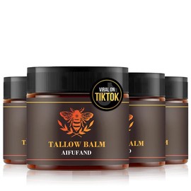 All-Natural Beef Tallow Balm Infused with Raw Honey – Deep Nourishing Cream for Soft, Radiant Skin – 2 oz Moisturizer - Quantity: 4 PACK