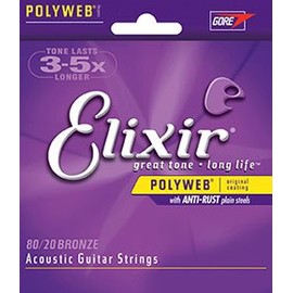 Elixir Polyweb medium acoustic guitar strings 12-53 11050 (2 PACKS)