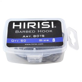 Hirisi 8019 Fishing Hooks Size 8 with Barbed Hooks Carp Hook with Eyelet for Carp Fishing, Carbon Steel, Boilie Hooks, Seated Fishing, Various Sizes, Pack of 50