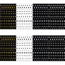 Dornail 8 Sheet Shiny Gold Stars Nail Stickers Silver 3D Four-Pointed Star Nail Decals Starlight Self-Adhesive Sticker Nail Designs Nail Accessories for Women Girl Nail Decorations Nail Art Supplies