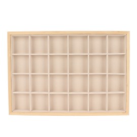 Jewelry Storage Display Trays Multipurpose 24 Grids Jewelry Tray for Ring Earring Bangle Bracelet Necklace Beige