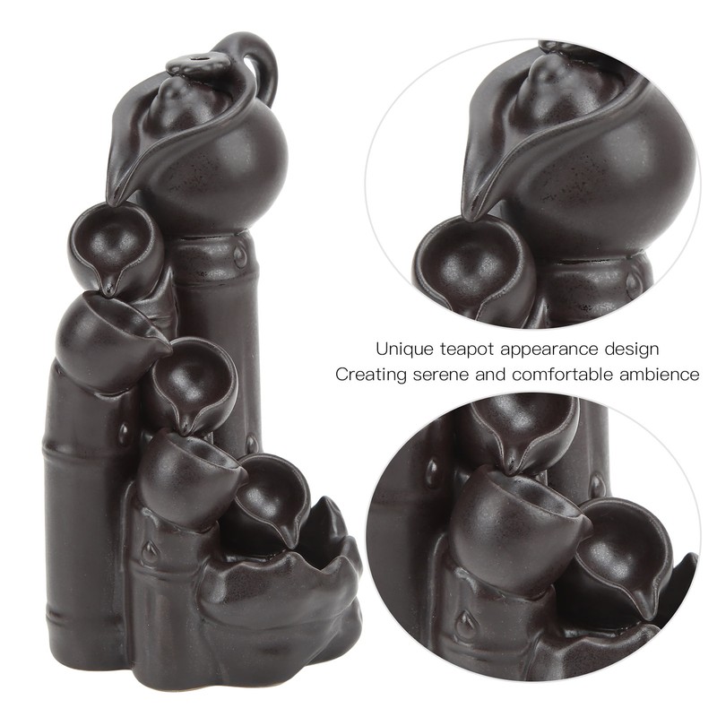 Waterfall Incense Burner Teapot Design Serene Ambience Relieve Anxiety Aid