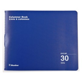 Blueline Columnar Book, Twin Wire Binding, 30 Columns, 80 Numbered Pages, 12" x 14-15/16", Blue (A747.30T)